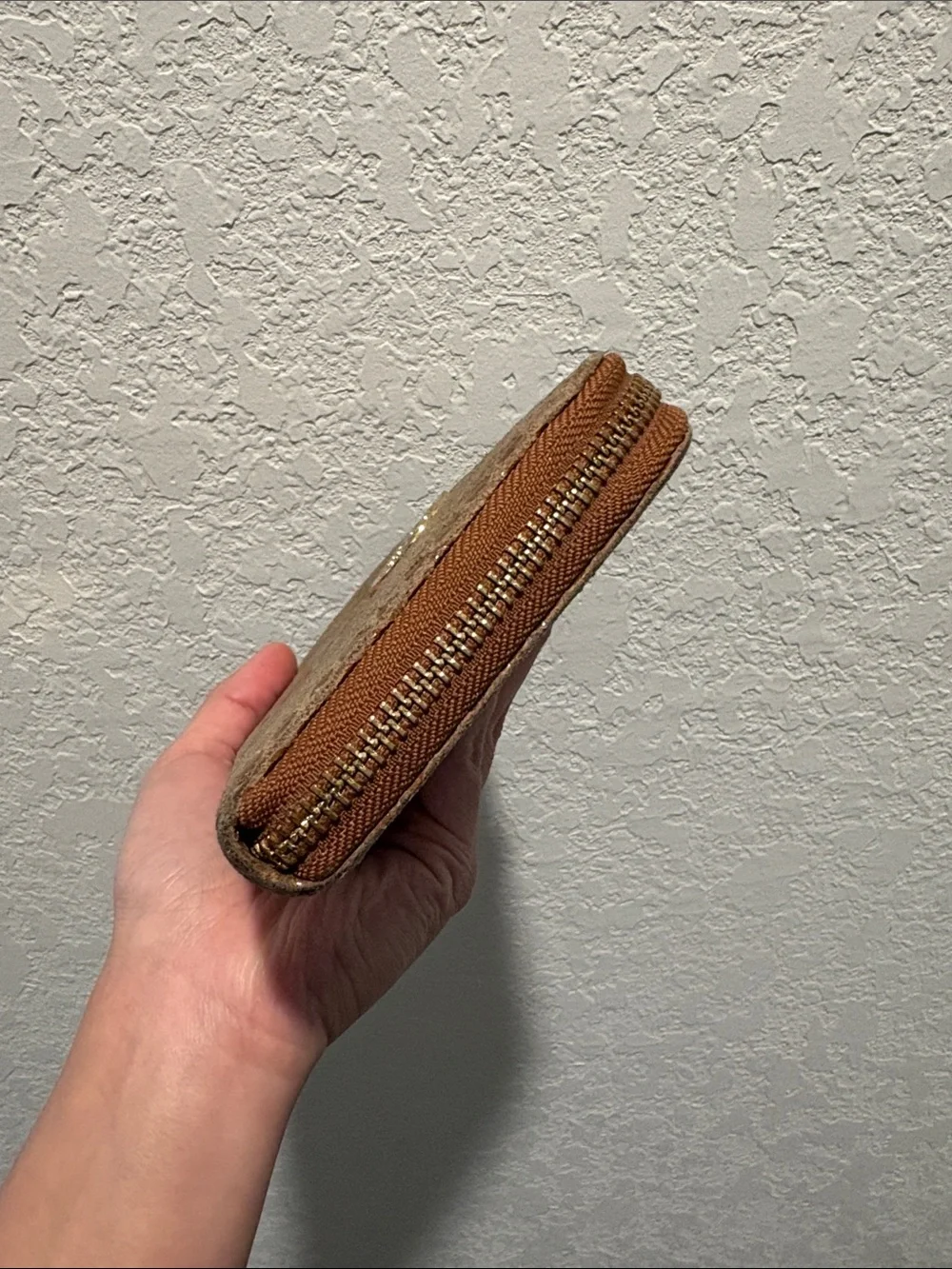 Tory Burch Tan Snakeskin-Embossed Zip Wallet